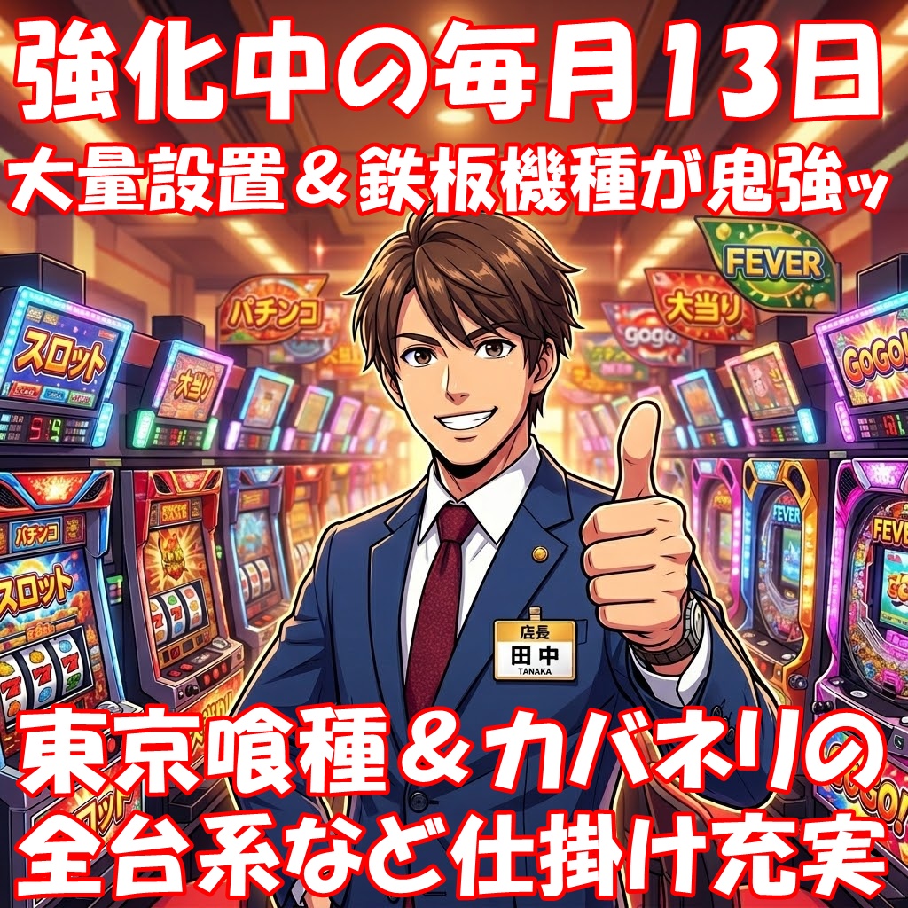 4月13日(月)｜マルハン入間｜恒例の10台以上の全台系は15台設置で複数